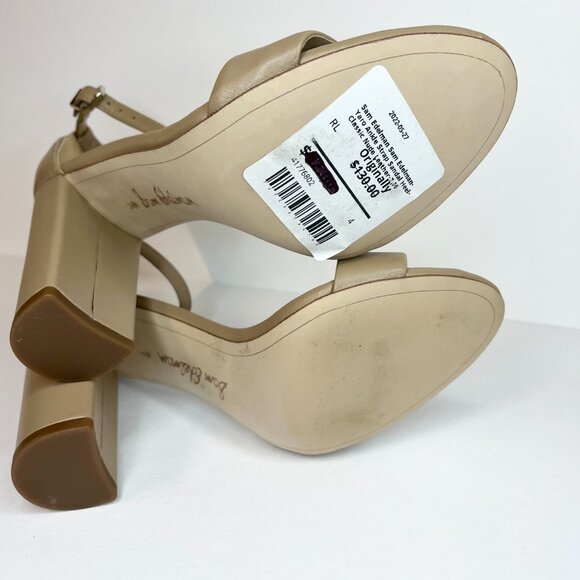 Sam Edelman Yaro Size 7 Classic Nude Ankle Strap Sandal Heel - Picture 6 of 8